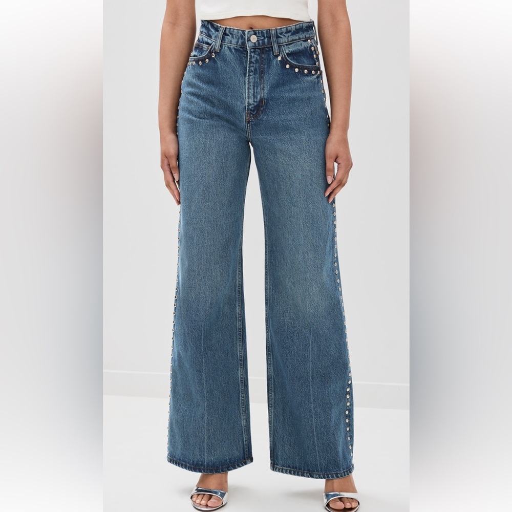 Reformation Blue Flare Wide Leg Jeans